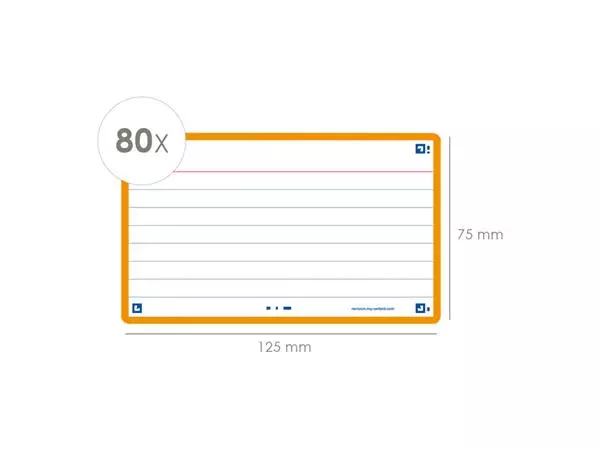 Een Flashcard Oxford 2.0 75x125mm 80vel 250gr lijn oranje koop je bij Kantoorvakhandel van der Heijde