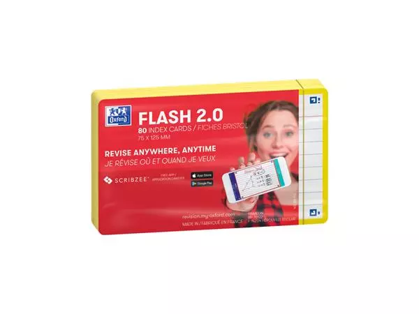 Een Flashcard Oxford 2.0 75x125mm 80vel 250gr lijn geel koop je bij NiceSupplies.nl