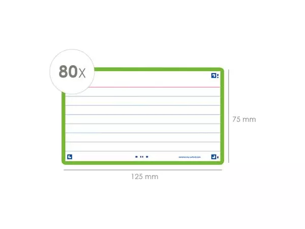 Een Flashcard Oxford 2.0 75x125mm 80vel 250gr lijn groen koop je bij NiceSupplies.nl