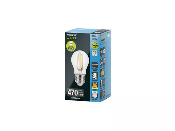 Een Ledlamp Integral E27 2700K warm wit 3.4W 470lumen koop je bij Kantoorvakhandel van der Heijde
