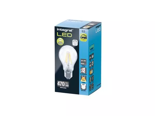 Een Ledlamp Integral E27 2700K warm wit 4.5W 470lumen koop je bij Kantoorvakhandel van der Heijde