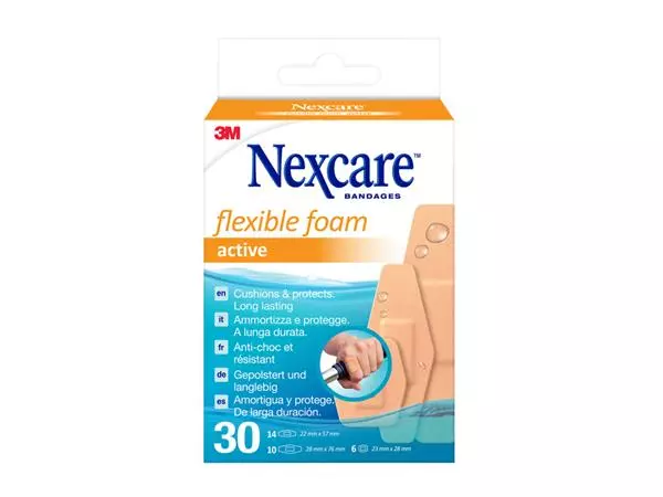 Een Wondpleister Nexcare active flexible foam waterbestendig 30 stuks assorti koop je bij EconOffice