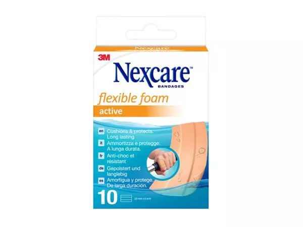 Wondpleister Nexcare active flexible foam waterbestendig 6x10cm 10 stuks