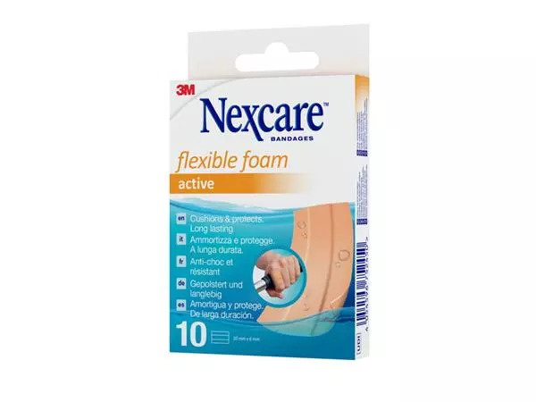 Een WONDPLEISTER NEXCARE ACTIVE FLEX FOAM 6X10CM 10ST koop je bij Kantoorvakhandel van der Heijde