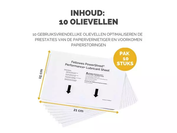 Een Olievellen voor papiervernietiger Fellowes Powershred Performance+ 10 vel koop je bij Buro De Peuter