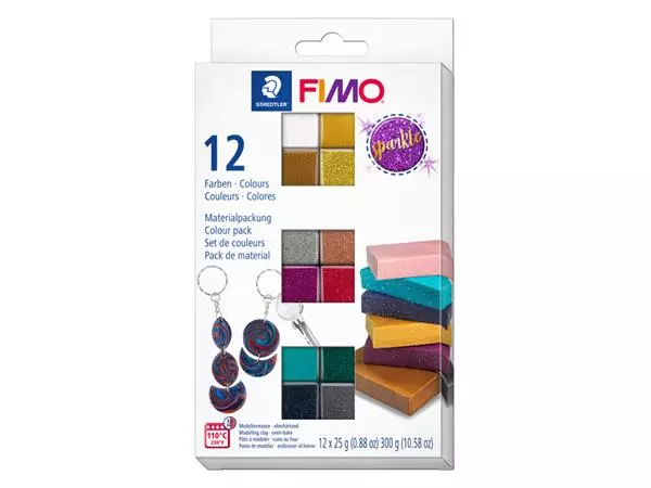 Een Klei Fimo effect colour pak à 12 sparkelende kleuren koop je bij Van Leeuwen Boeken- en kantoorartikelen