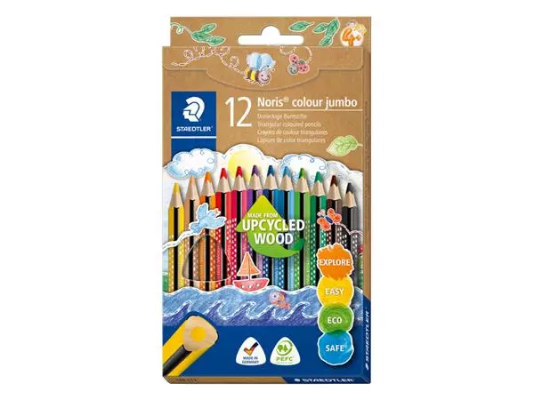 Een Kleurpotlood Staedtler Noris Colour Jumbo set à 12 kleuren koop je bij KantoorProfi België BV