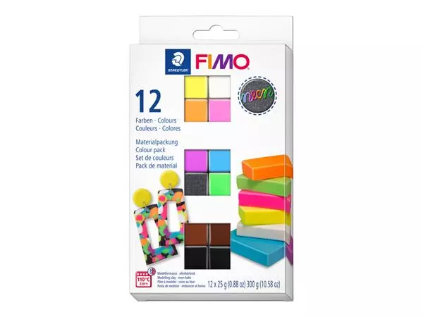 Een Klei Fimo effect colour pak à 12 neon kleuren koop je bij Alles voor uw kantoor