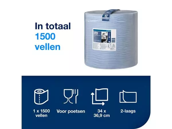 Een Poetspapier Tork Wiping Plus W1 37cmx510m blauw 130050 koop je bij NiceSupplies.nl