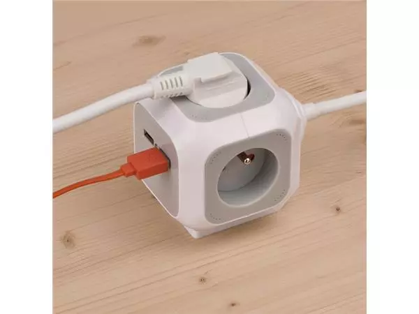 Een Stekkerblok Brennenstuhl ALEA 4-voudig 2USB 1,4m wit H05VV-F 3G1,5 FR/BE koop je bij Klik Office BV