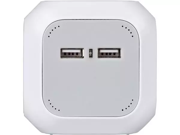 Stekkerblok Brennenstuhl Alea 4 voudig 2 USB H05VV-F 3G1.5 1.4 meter wit/grijs FR/BE