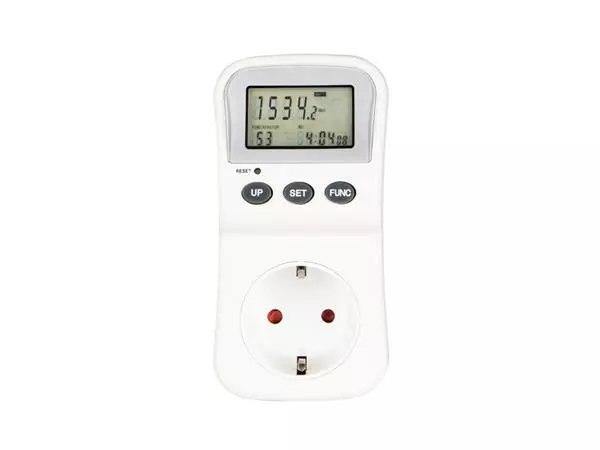Een Energiekostenmeter Hama digitaal voor in stopcontact met lcd display, koop je bij Kantoorvakhandel van der Heijde