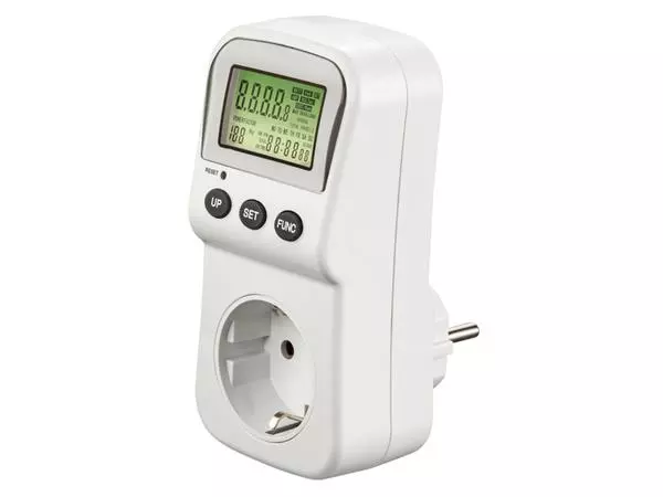 Een Energiekostenmeter Hama digitaal voor in stopcontact met lcd display, koop je bij Buro De Peuter