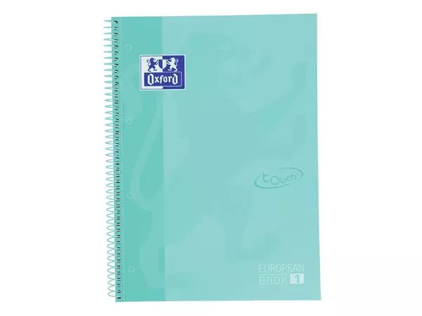 Een Notitieboek Oxford Touch Europeanbook A4+ 4-gaats lijn 80vel pastel mint koop je bij Unimark Office B.V.