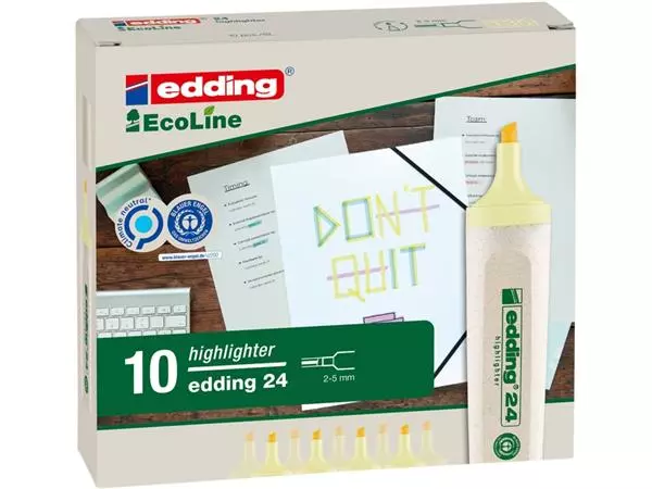 Een Markeerstift edding 24 Ecoline pastel geel koop je bij Kantoorvakhandel van der Heijde