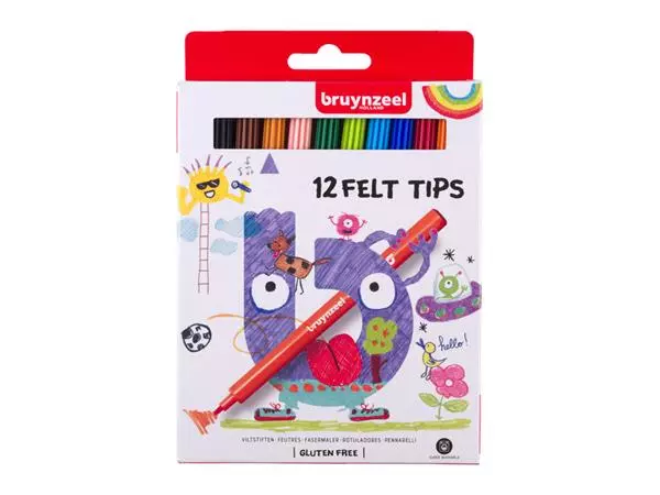 Een Viltstift Bruynzeel Kids set à 12 kleuren koop je bij Unimark Office B.V.