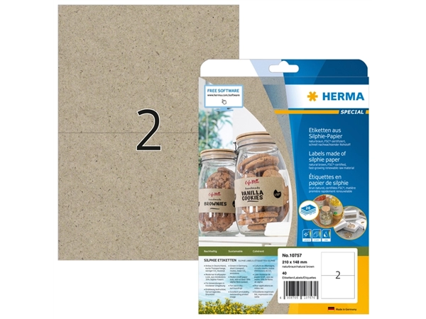 Een Etiket HERMA 10757 210x148mm silphie bruin 40 stuks koop je bij NiceSupplies.nl