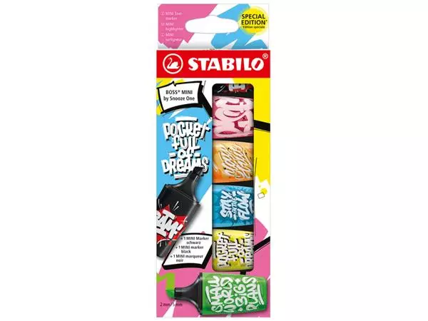 Een Markeerstift STABILO BOSS mini by Snooze One assorti blister à 6 stuks koop je bij Goedkope Kantoorbenodigdheden