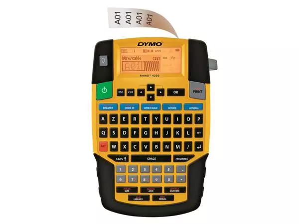 Een Labelprinter Dymo Rhino 4200 industrieel azerty 19mm geel in koffer koop je bij Kantoorvakhandel van der Heijde