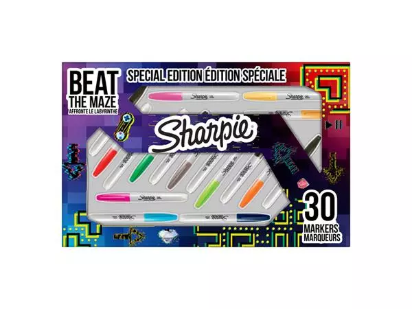 Een Viltstift Sharpie rond Beat the Maze fijn assorti pak à 30 stuks koop je bij EconOffice