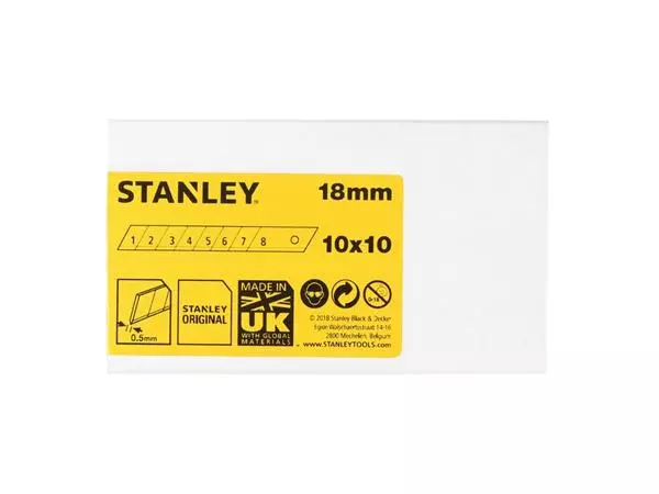Een Afbreekmesjes Stanley 18mm 10 stuks x 10 koop je bij MV Kantoortechniek B.V.