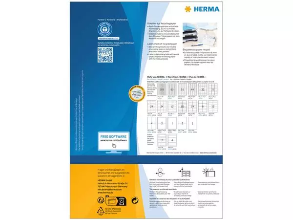 Een Etiket HERMA recycling 10727 63.5x38.1mm 1680stuks wit koop je bij Kantoorvakhandel van der Heijde