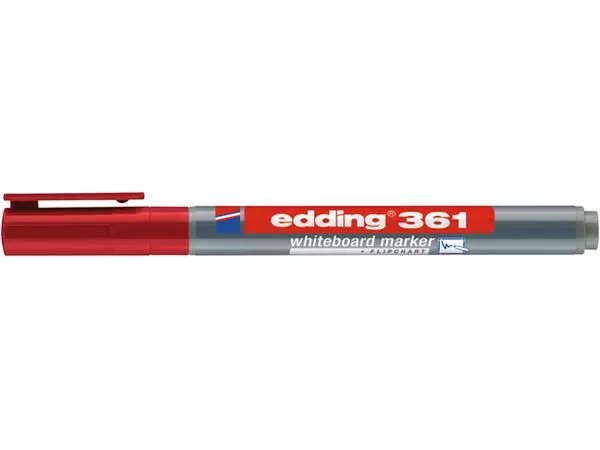 Een Viltstift edding 361 whiteboard rond 1mm rood koop je bij Buro De Peuter