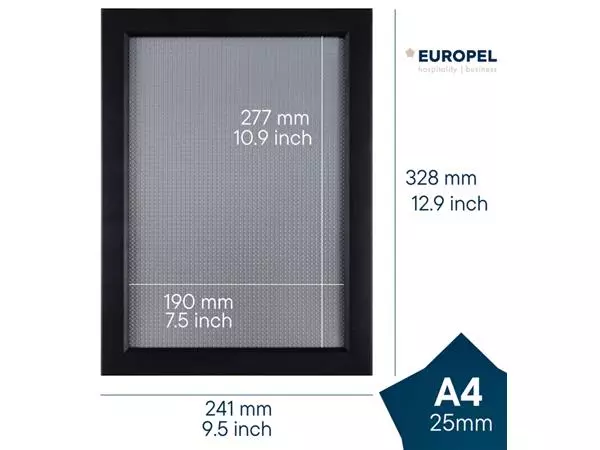 Een Kliklijst Europel A4 25mm mat zwart koop je bij Buro De Peuter