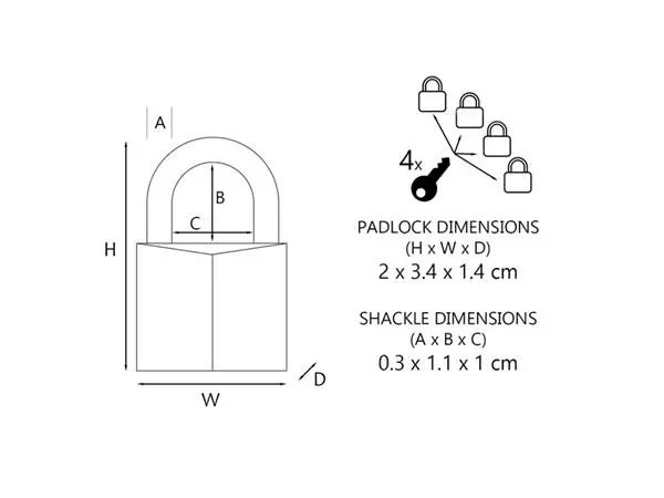 Een Hangslot MasterLock 4 assorti alu 20mm 4 stuks koop je bij Buro De Peuter