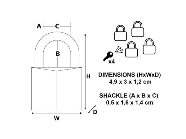 Een Hangslot MasterLock 4 gelijksluitend messing 30mm 4 stuks koop je bij Buro De Peuter