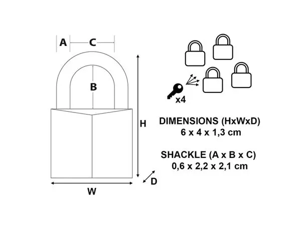 Een Hangslot MasterLock 4 gelijksluitend messing 40mm 4 stuks koop je bij Buro De Peuter