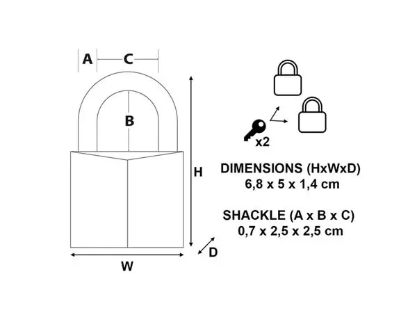 Een HANGSLOT MASTERLOCK 2 GELIJKSLUITEND MESSING 50MM koop je bij Kantoorvakhandel van der Heijde