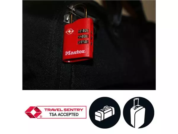 Een HANGSLOT MASTERLOCK 3-CIJFER TSA SET ASSORTI 30MM koop je bij Kantoorvakhandel van der Heijde