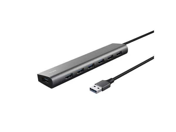 Een Hub Trust HALYX 7-port USB-A 3.2 zilver koop je bij KantoorProfi België BV