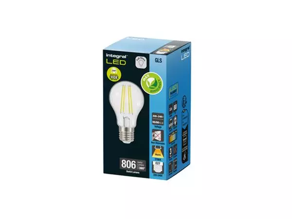 Een LEDLAMP INTEGRAL E27 2700K WARM WIT 3.8W 806LUMEN koop je bij Kantoorvakhandel van der Heijde