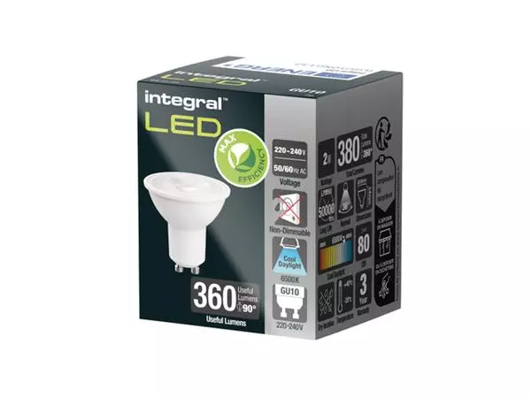 Een Ledlamp Integral GU10 6500K koel wit 2W 380lumen koop je bij NiceSupplies.nl