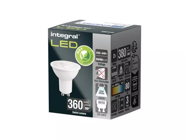 Een Ledlamp Integral GU10 4000K koel wit 2W 380lumen koop je bij NiceSupplies.nl