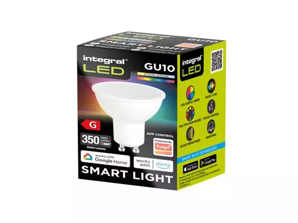 Een LEDLAMP INTEGRAL GU10 6500K SMART RGBW 4.9W 350LM koop je bij Kantoorvakhandel van der Heijde