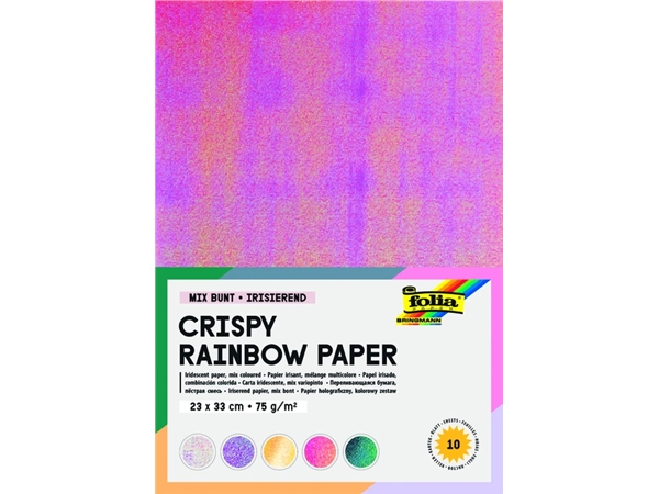 Regenboogpapier Folia 23x33cm iriserend 75gr 10 vel assorti