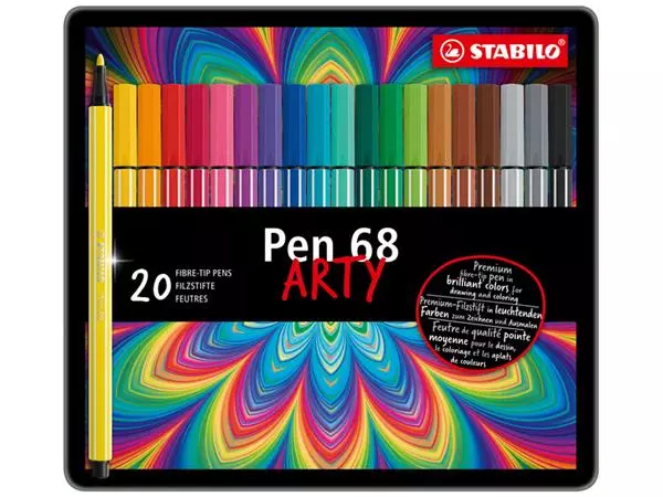 Een Viltstift STABILO Pen 68/20 Arty medium assorti blik à 20 stuks koop je bij Goedkope Kantoorbenodigdheden