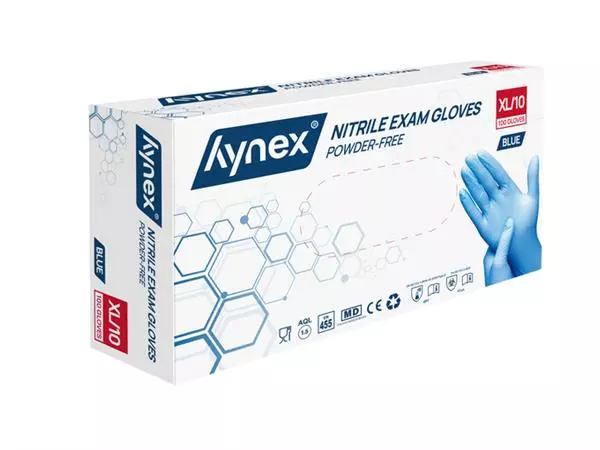 Een Handschoen Hynex XL nitril blauw pak à 100 stuks koop je bij Totaal Kantoor Goeree