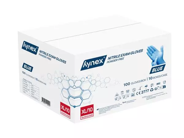 Een Handschoen Hynex XL nitril blauw pak à 100 stuks koop je bij Kantoorvakhandel van der Heijde