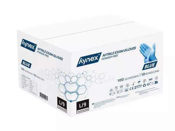 Een Handschoen Hynex L nitril blauw pak à 100 stuks koop je bij NiceSupplies.nl