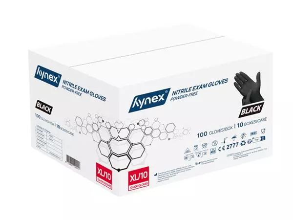 Een Handschoen Hynex nitril XL zwart 3.5g pak à 100 stuks koop je bij De Angelot