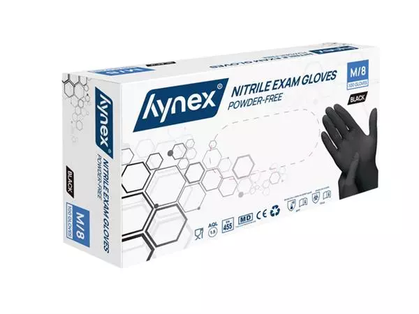 Een Handschoen Hynex M nitril zwart pak à 100 stuks koop je bij KantoorProfi België BV