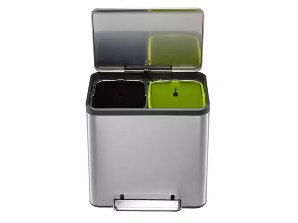 Een Poubelle à pédale EKO EcoCasa Recycler 15+15L Inox koop je bij Van Hoye Kantoor BV