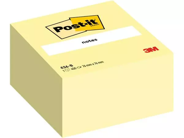 Een Memoblok 3M Post-it 636 76x76mm kubus geel koop je bij Van Hoye Kantoor BV