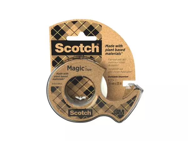 Een Plakband Scotch Magic 919 19mmx20m transparant + gerecyclede afroller koop je bij Van Leeuwen Boeken- en kantoorartikelen