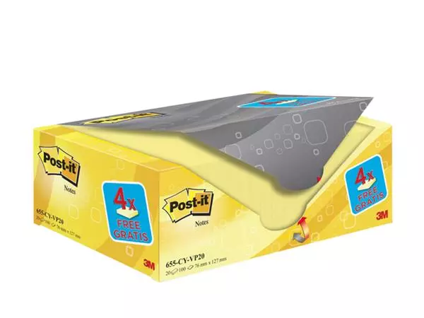 Een Memoblok 3M Post-it 655 76x127mm geel 16 + 4 gratis koop je bij EconOffice