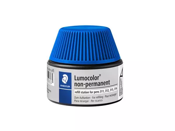 Een Viltstiftvulling Staedtler Lumocolor non-permanent 15ml blauw koop je bij Klik Office BV